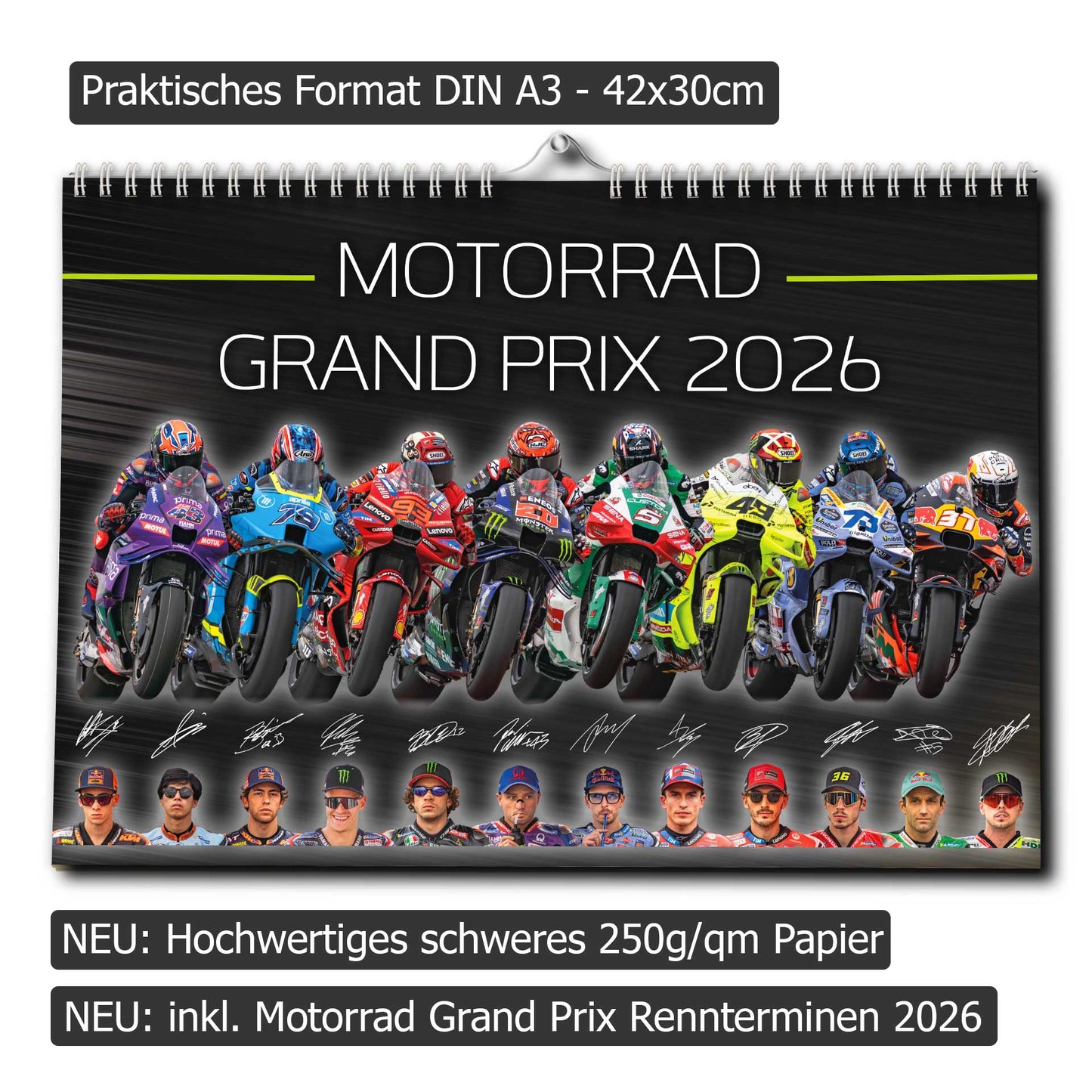 Motorrad Grand Prix Kalender 2026 - Premium Wandkalender - MotoGP