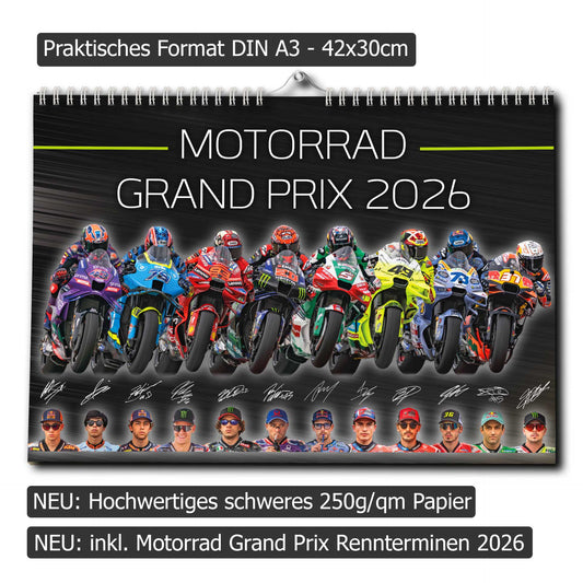 Motorrad Grand Prix Kalender 2026 - Premium Wandkalender - MotoGP