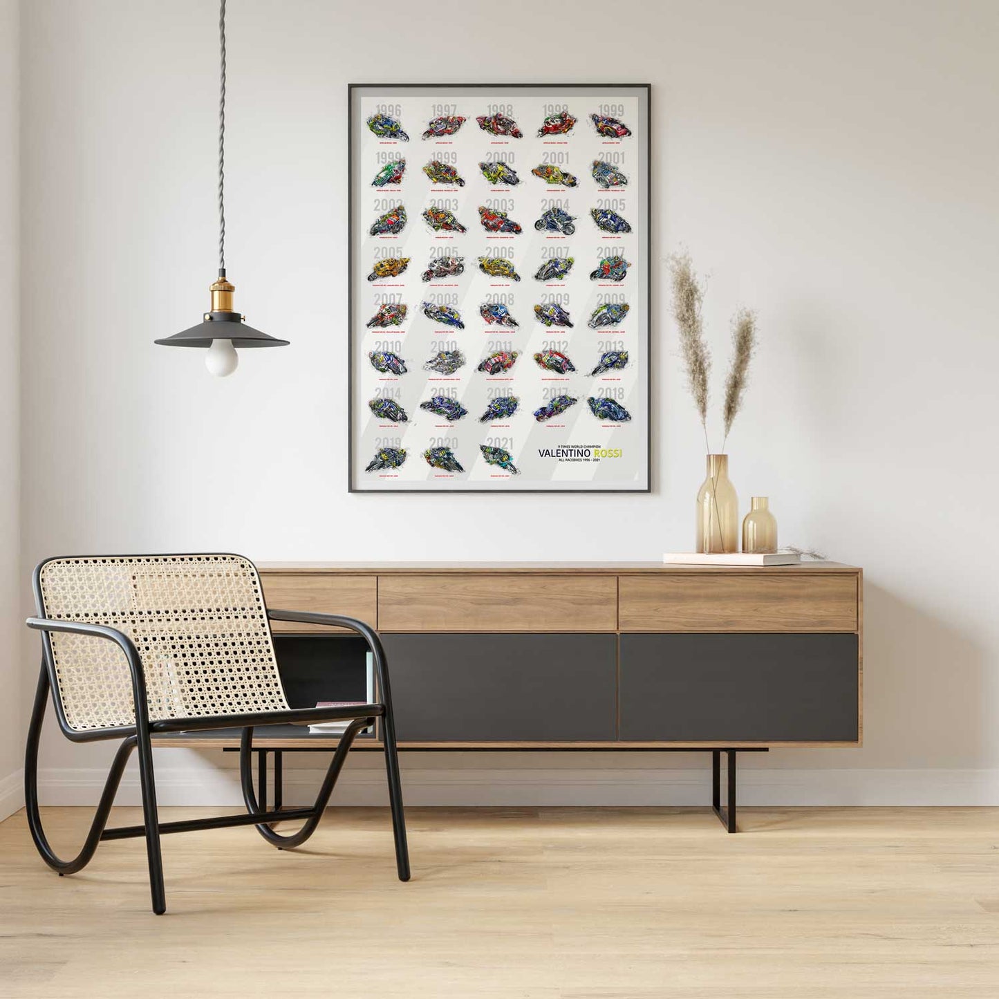 Poster - Valentino Rossi - alle Bikes seiner Karriere