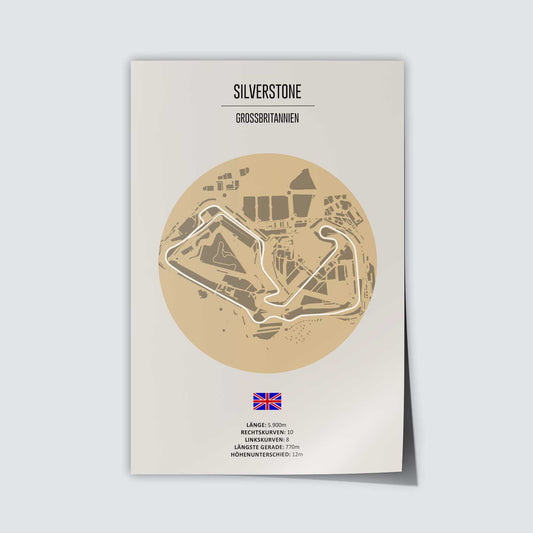 Poster der MotoGP und Formel 1 Rennstrecke "Silverstone"