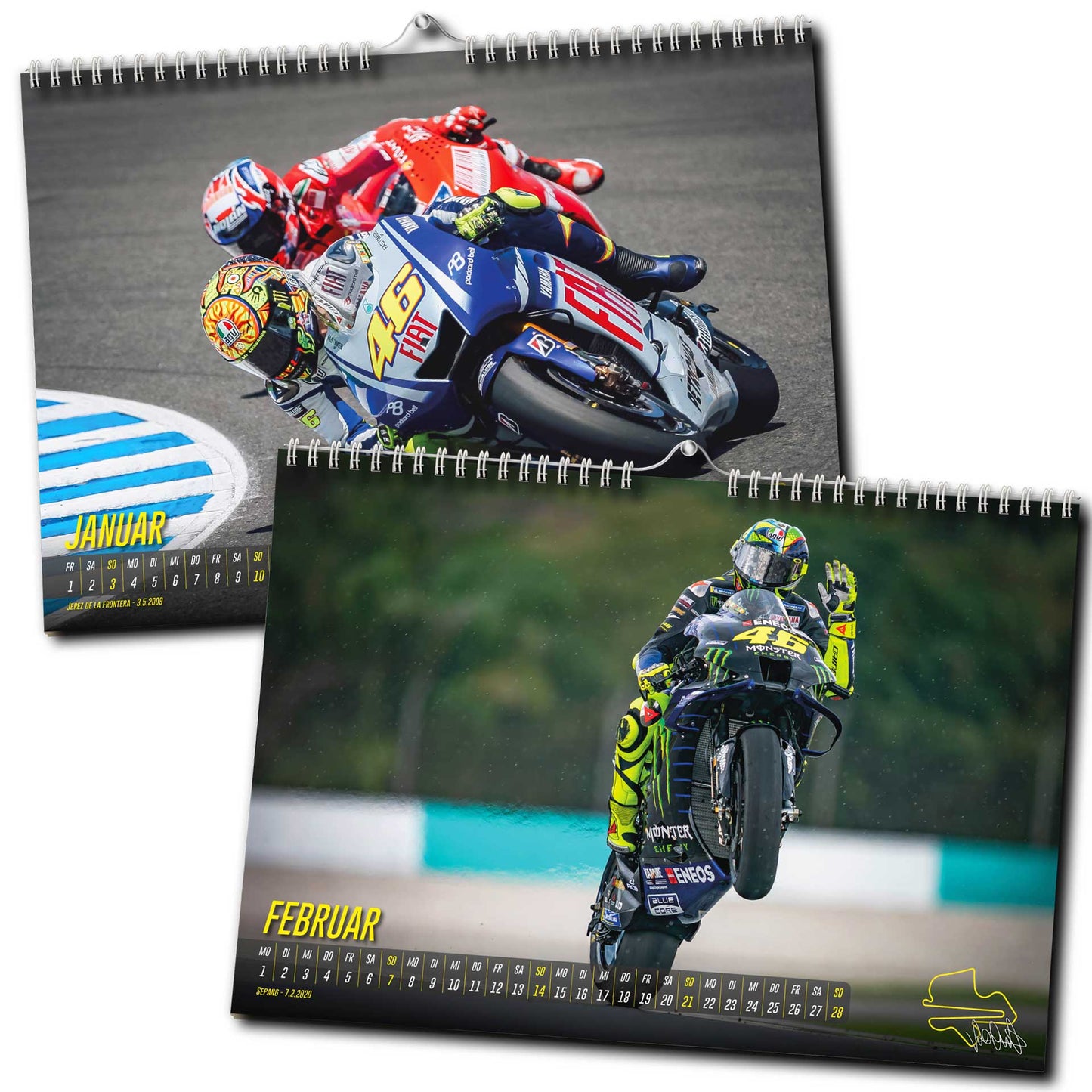 Valentino Rossi Kalender 2027 | DINA3 | Wandkalender Valentino Rossi | 42x30cm | MotoGP Kalender