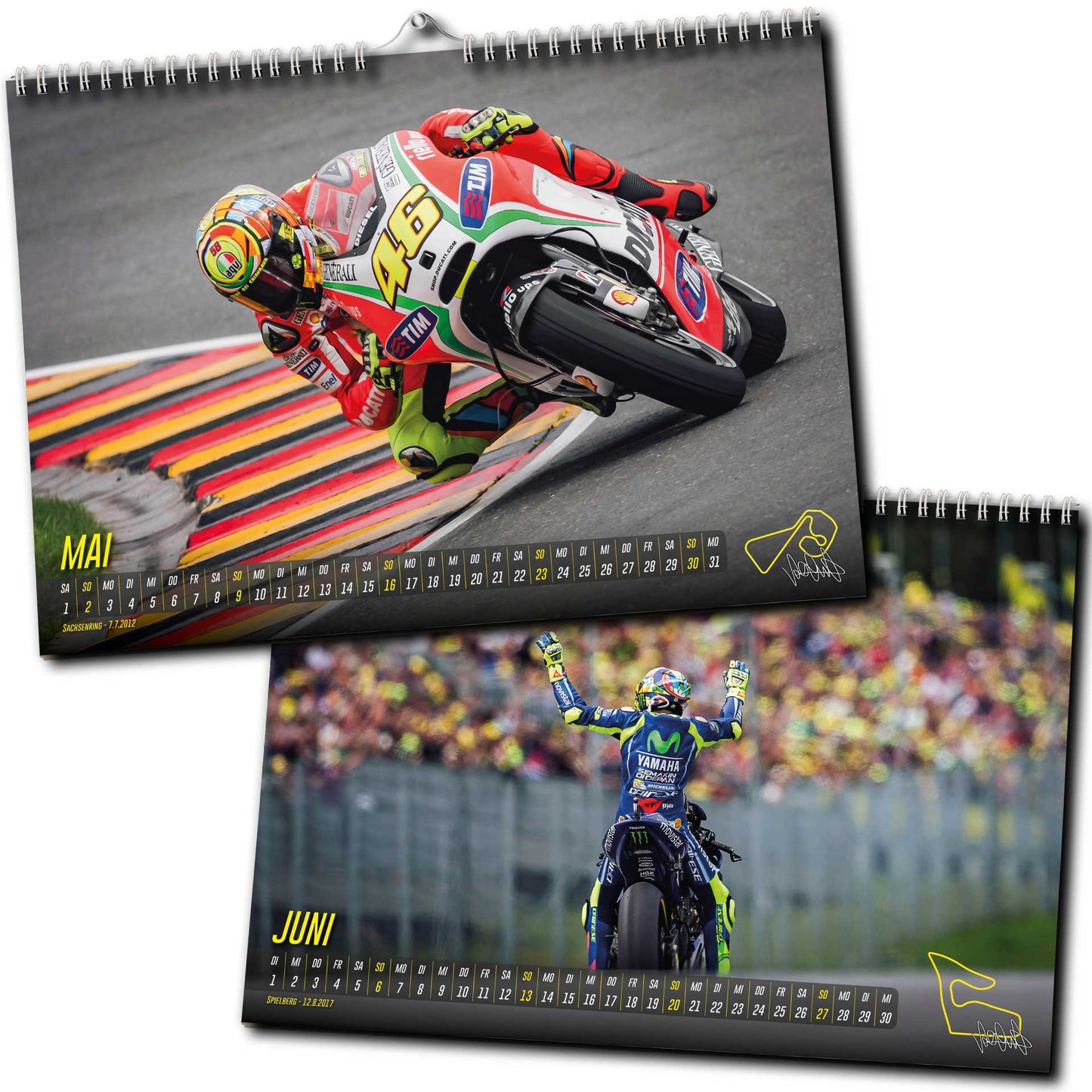 Valentino Rossi Kalender 2027 | DINA3 | Wandkalender Valentino Rossi | 42x30cm | MotoGP Kalender