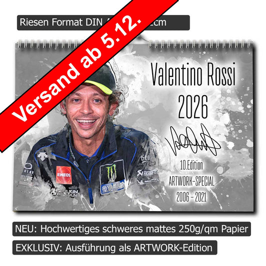Valentino Rossi Kalender 2026 - Premium Wandkalender im Format DIN A2 - RIESIG