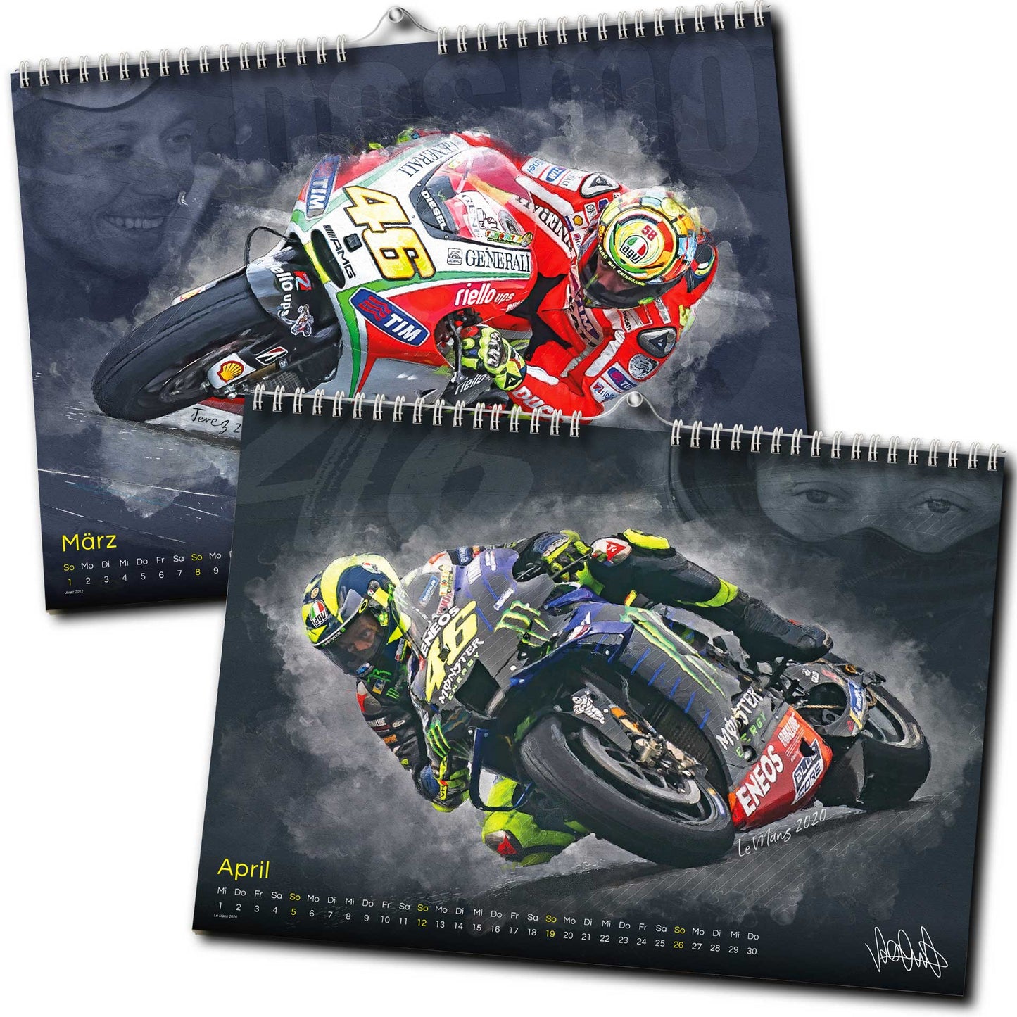 Valentino Rossi Kalender 2026 - Premium Wandkalender im Format DIN A2 - RIESIG