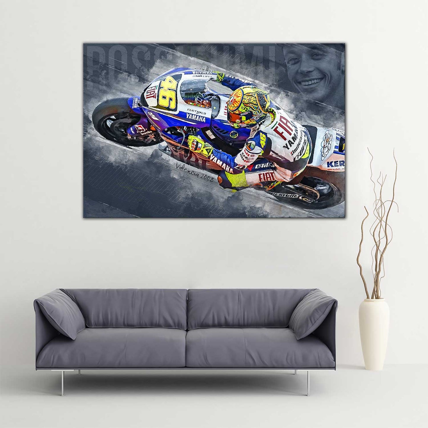 Leinwand Kunstdruck - Valentino Rossi - "Rossifumi" - VR91