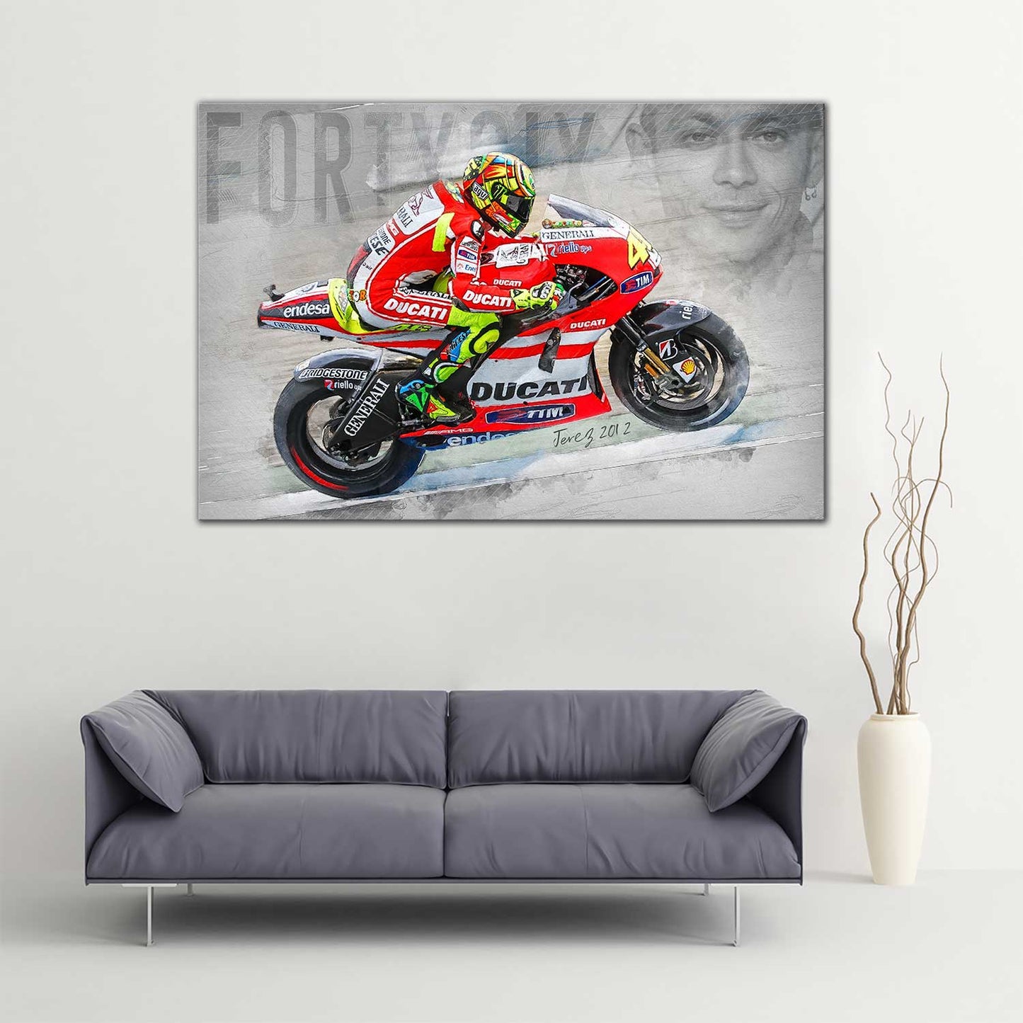 Leinwand Kunstdruck - Valentino Rossi - "FORTYSIX" - VR92
