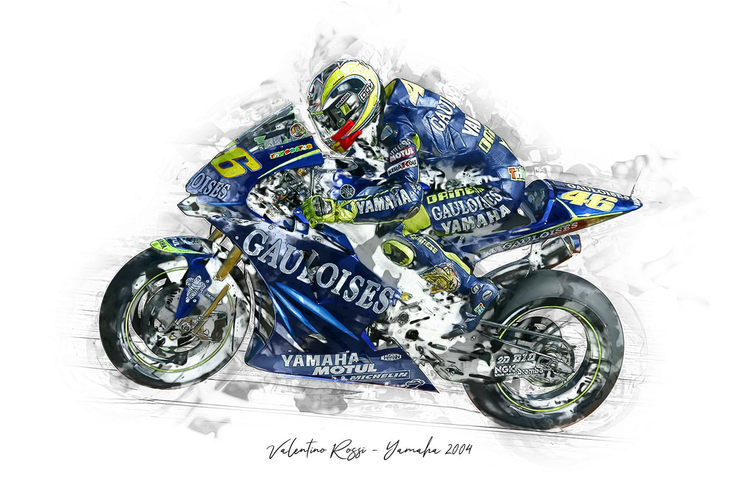 Valentino Rossi - Yamaha 2004 - Kunstdruck gerahmt - 40 x 30  cm