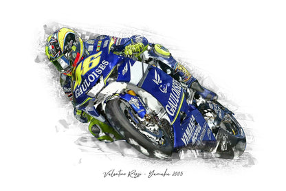 Valentino Rossi - Yamaha 2005 - Kunstdruck gerahmt - 40 x 30  cm