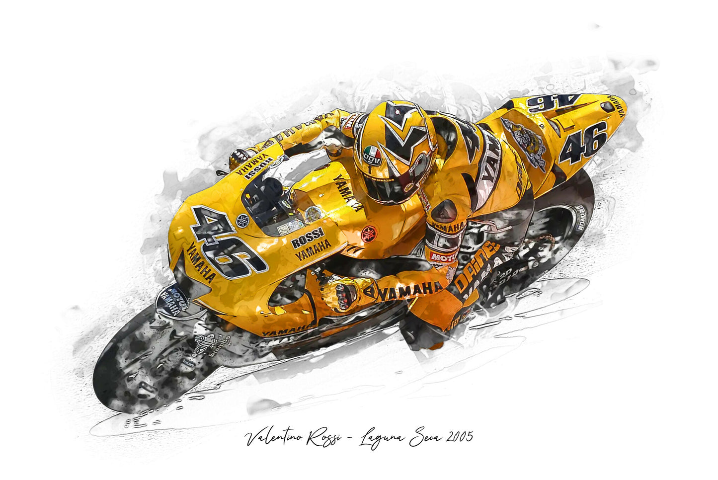 Valentino Rossi - Laguna Seca 2005 - Kunstdruck gerahmt - 40 x 30  cm