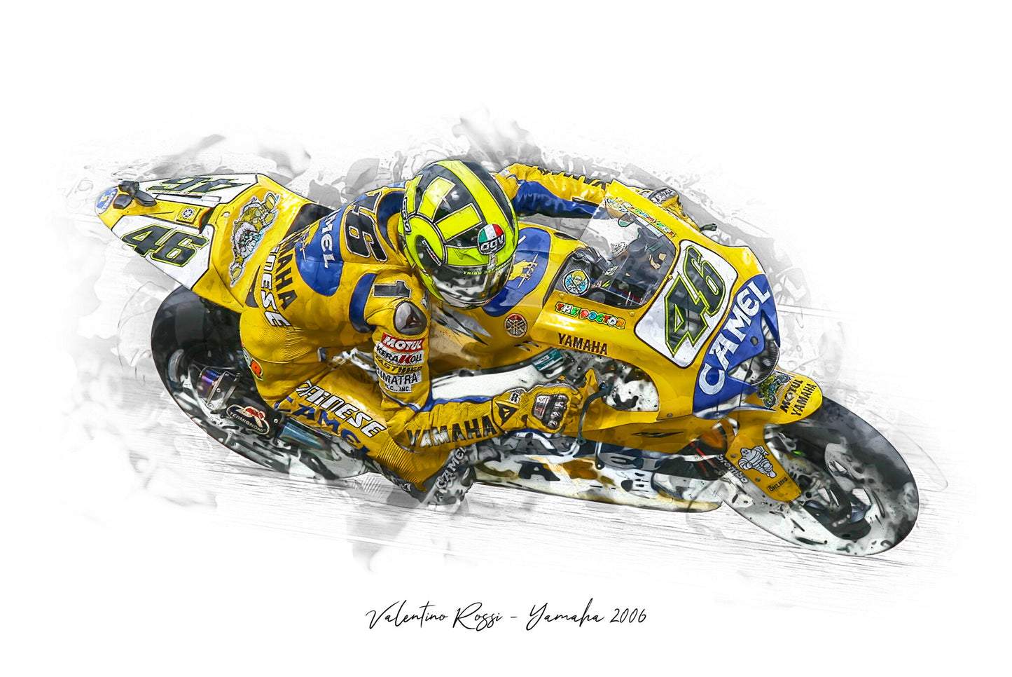 Valentino Rossi - Yamaha 2006 - Kunstdruck gerahmt - 40 x 30  cm