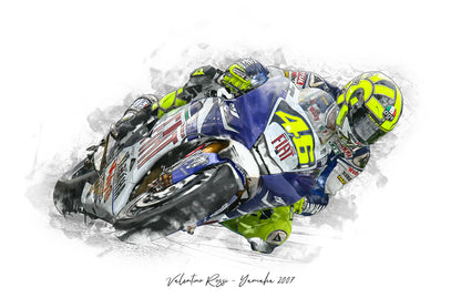 Valentino Rossi - Yamaha 2007 - Kunstdruck gerahmt - 40 x 30  cm