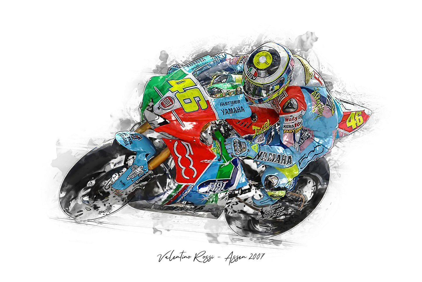 Valentino Rossi - Assen 2007 - Kunstdruck gerahmt - 40 x 30  cm
