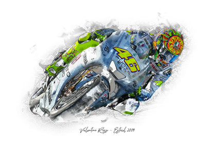 Valentino Rossi - Estoril 2009 - Kunstdruck gerahmt - 40 x 30  cm