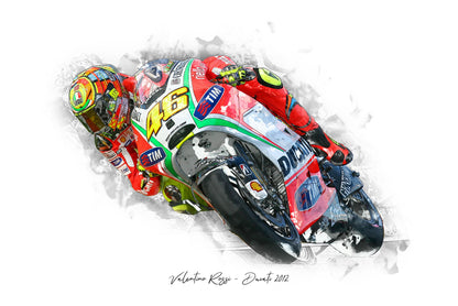 Valentino Rossi - Ducati 2012 - Kunstdruck gerahmt - 40 x 30  cm