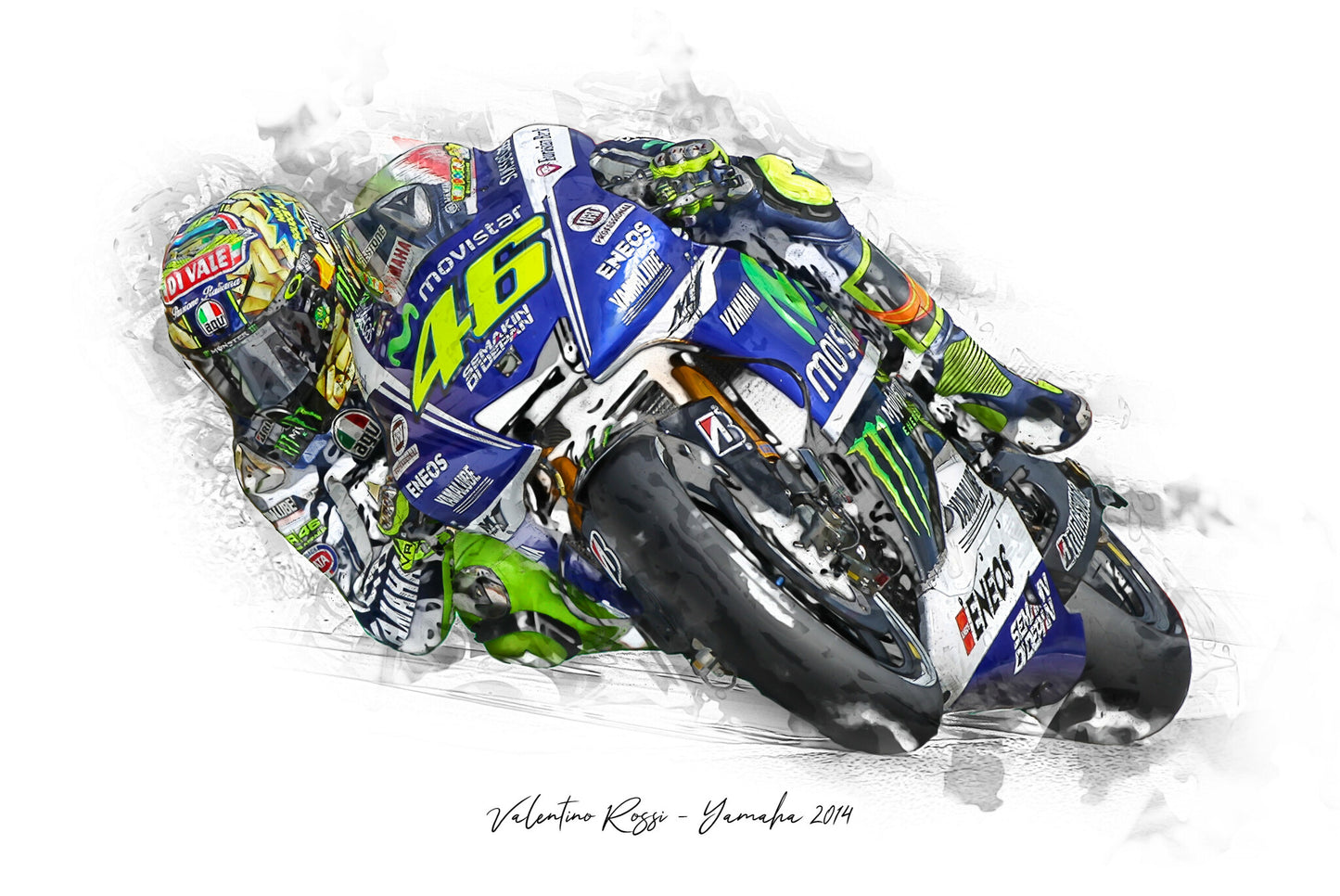 Valentino Rossi - Yamaha 2014 - Kunstdruck gerahmt - 40 x 30  cm