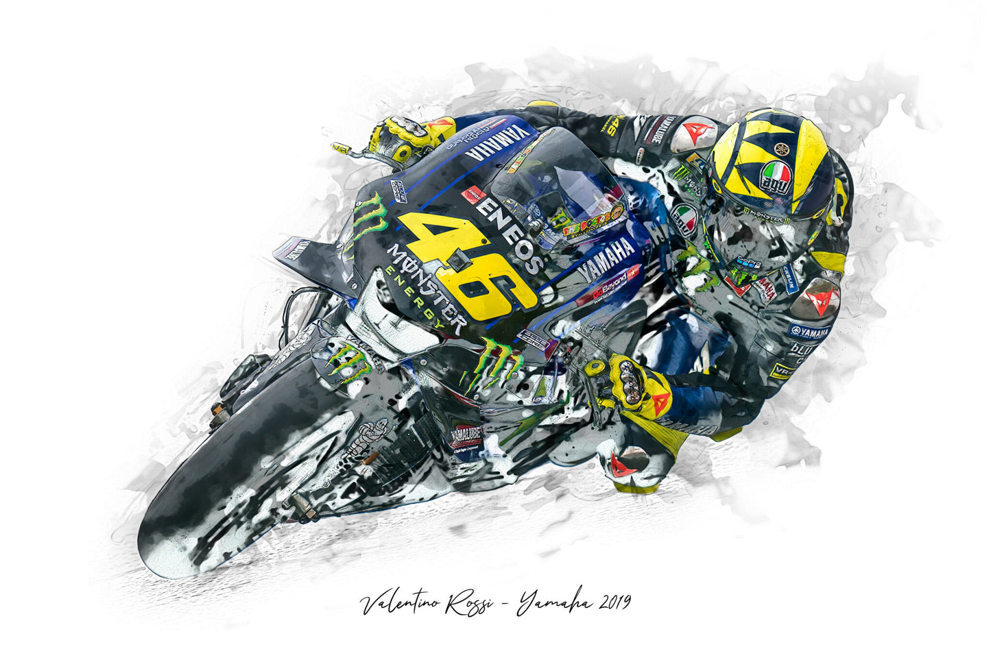 Valentino Rossi - Yamaha 2019 - Kunstdruck gerahmt - 40 x 30  cm