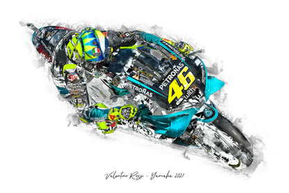 Valentino Rossi - Yamaha 2021 - Kunstdruck gerahmt - 40 x 30  cm