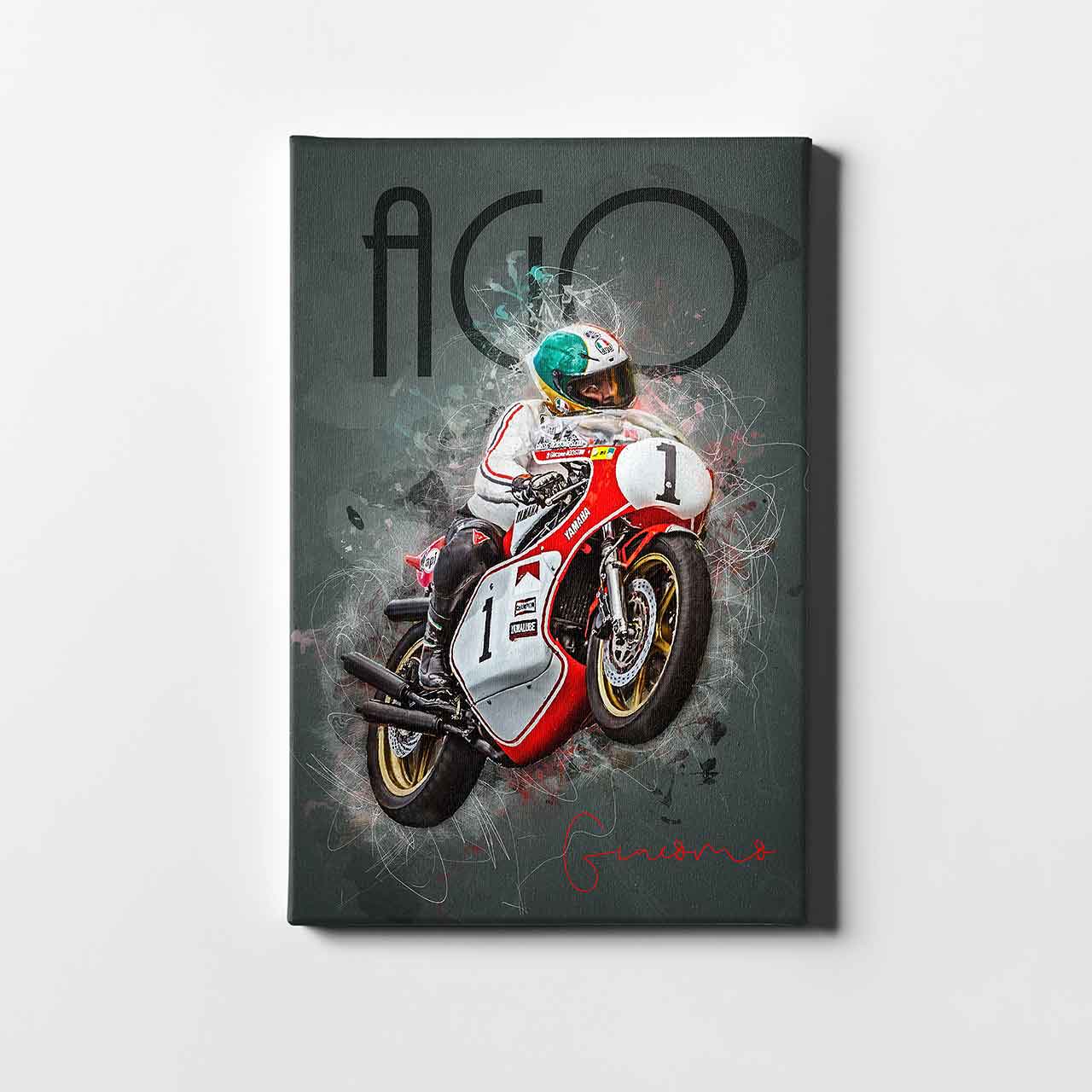 Leinwanddruck Artwork - Giacomo Agostini "AGO" auf Yamaha - GA01