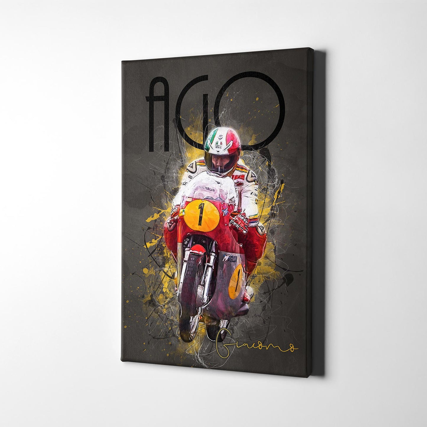 Leinwanddruck Artwork - Giacomo Agostini "AGO 2" auf MV Agusta - GA02