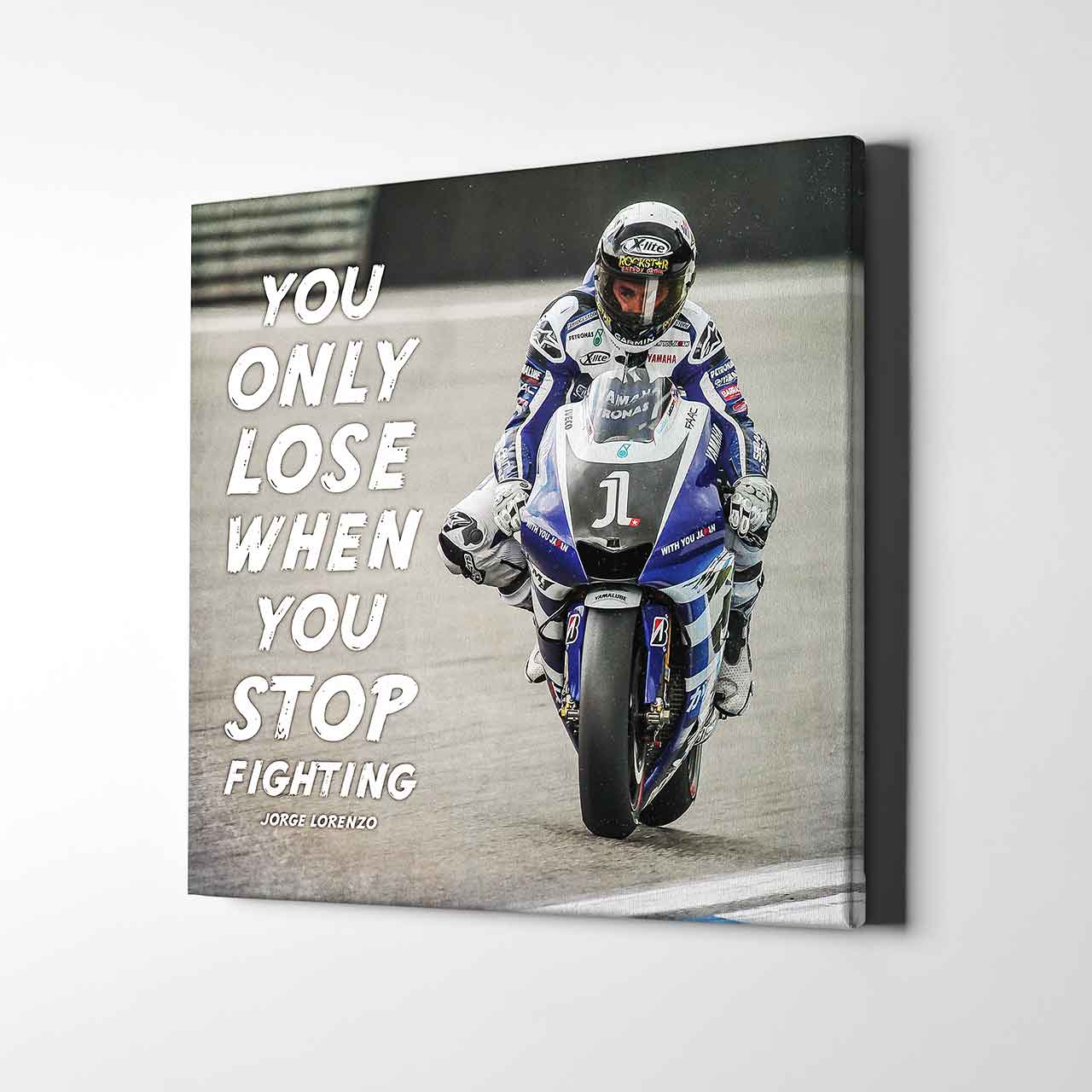 Leinwand Kunstdruck - Jorge Lorenzo - "Zitat fighting" - JL11