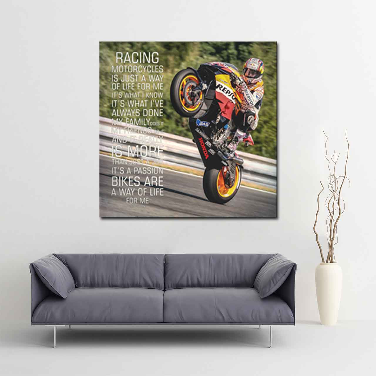 Leinwand Kunstdruck - Nicky Hayden - "Zitat Racing" - NH04