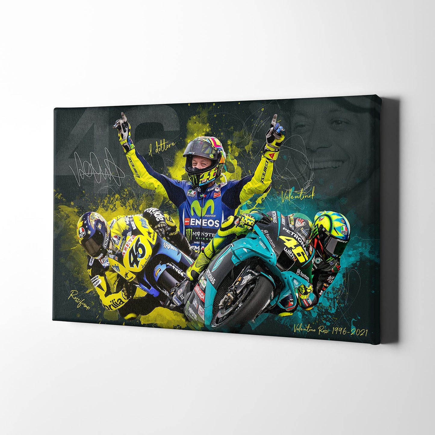 Leinwanddruck Artwork - Valentino Rossi - 26 Years - 1996 - 2021 - VR80